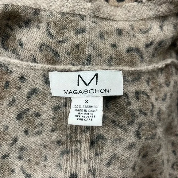 M Magaschoni 100% Cashmere Leopard Print Cardigan Animal Print Women’s S Brown - Picture 4 of 10